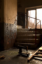 Sewing machine by stairway