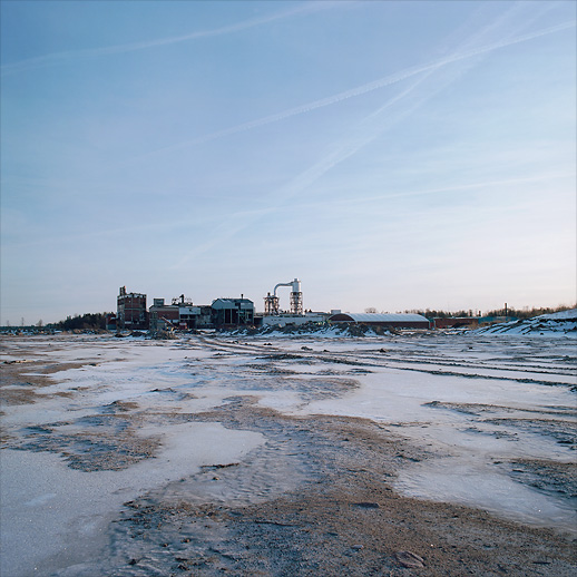 The barren remains of the Karlit board factory. Karlholmsbruk, Uppland, Sweden. January 2017.