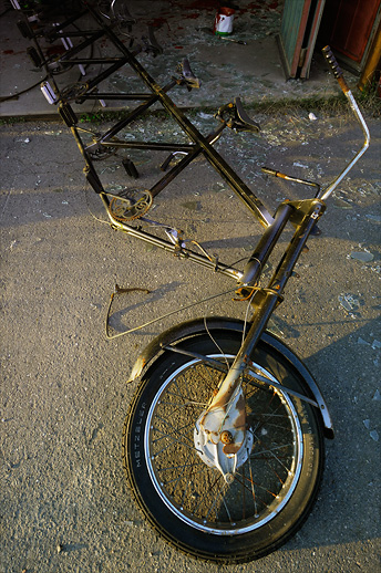 Ride sharing bicycle at Nyhamns sulfitfabrik. Essvik, Medelpad, Sweden. May 2008.