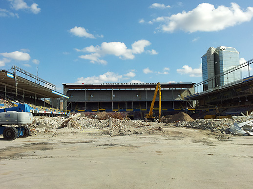 The demolition goes on at Råsundastadion. Solna, Stockholm, Sweden. May 2013.