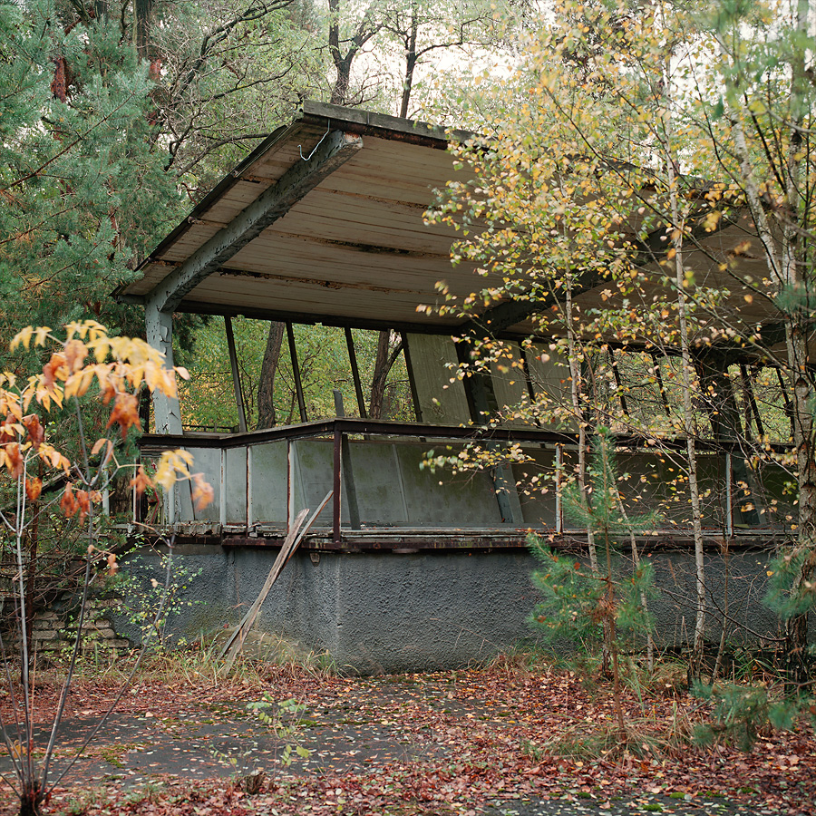 Spectator's  stalls at Soviet Military Base FZ. Former DDR, Germany. October 2013.