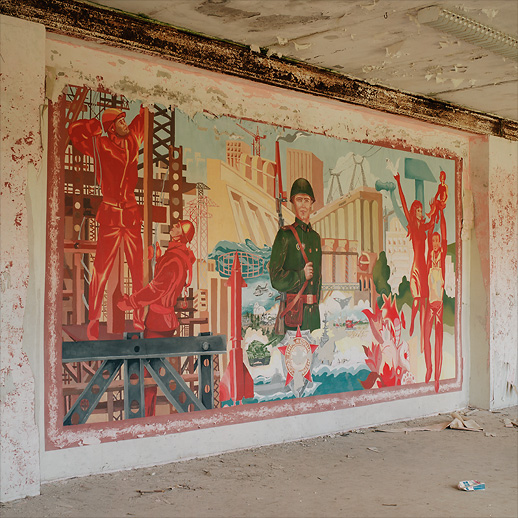 Invigorating mural in the hospital building at Soviet Military Base V. Former DDR, Germany. October 2011.