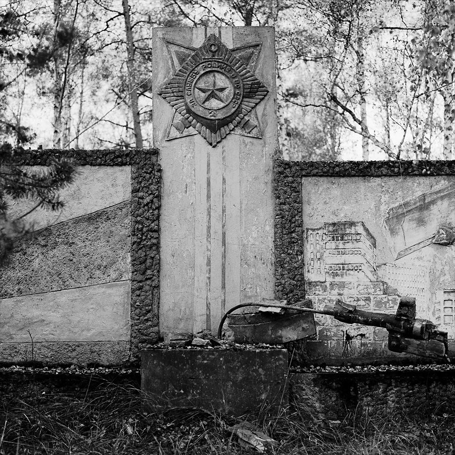 Kalasjnikov monument at Soviet Military Base V. Former DDR, Germany. October 2011.