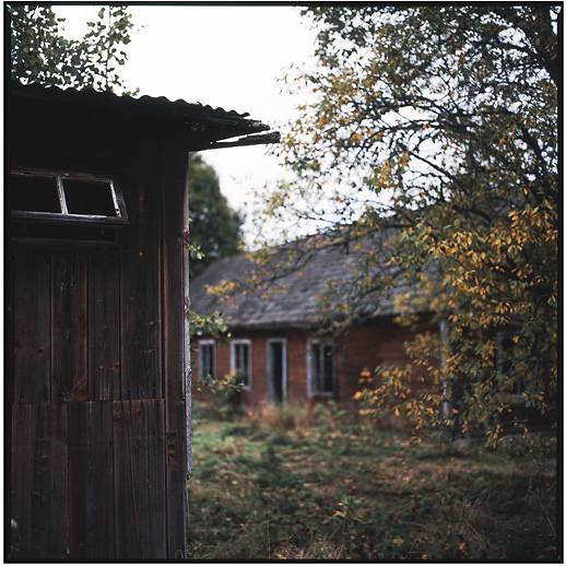 Worker's housing outhouse at Tidafors, Värmland, Sweden. September 2007.